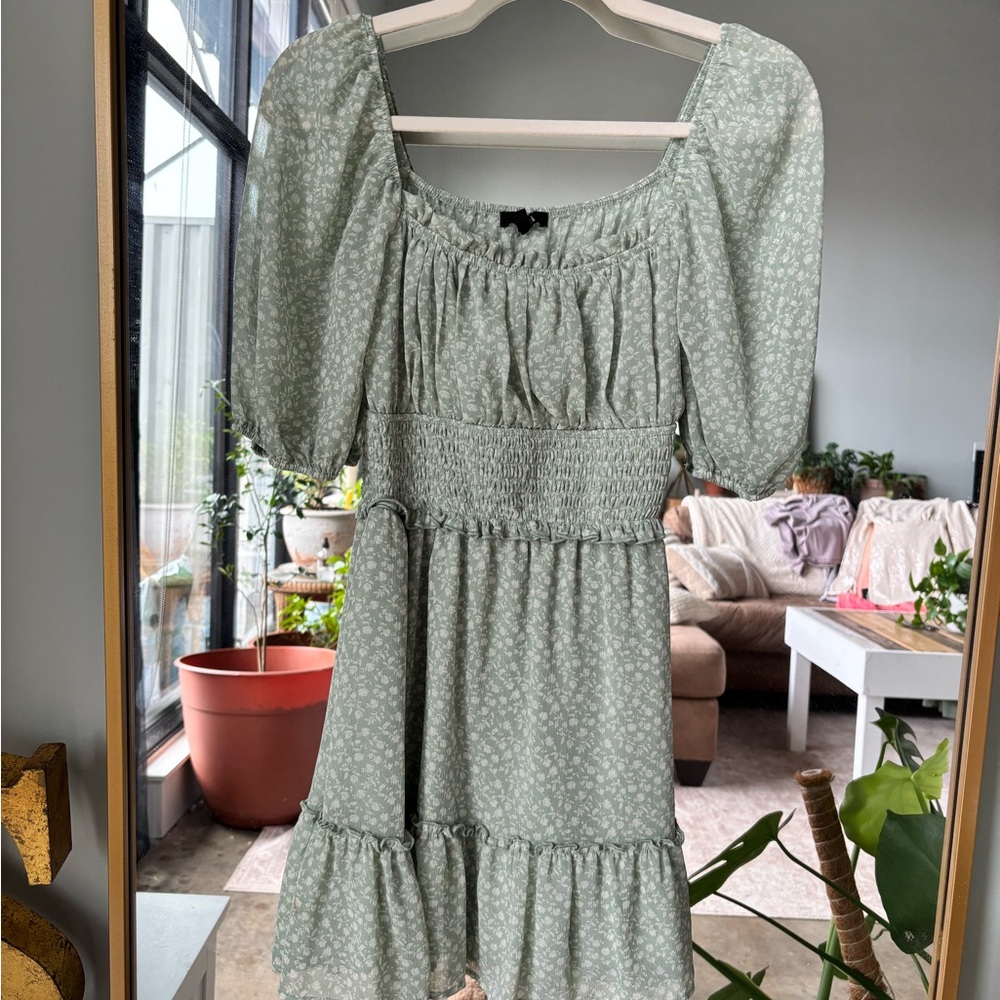 Trixxi Light Green Floral Mini Dress